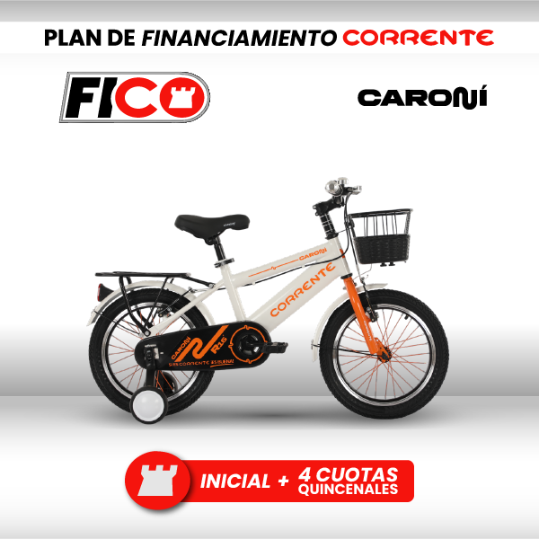 Kid City Bike Rim 16", Ruedas estabilizadoras, Rayos de colores, Cesta delantera metálica, Parrilla trasera, Cuadro oversize, Guardafangos, Rines de aluminio, Retrovisores y timbre