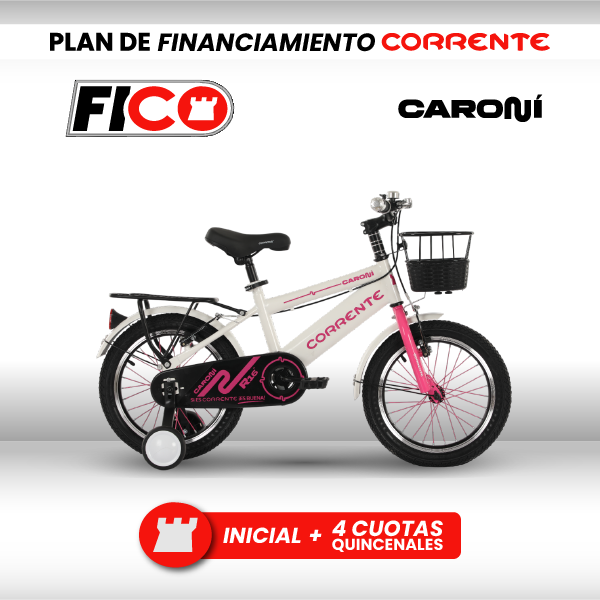 Kid City Bike Rim 16", Ruedas estabilizadoras, Rayos de colores, Cesta delantera metálica, Parrilla trasera, Cuadro oversize, Guardafangos, Rines de aluminio, Retrovisores y timbre