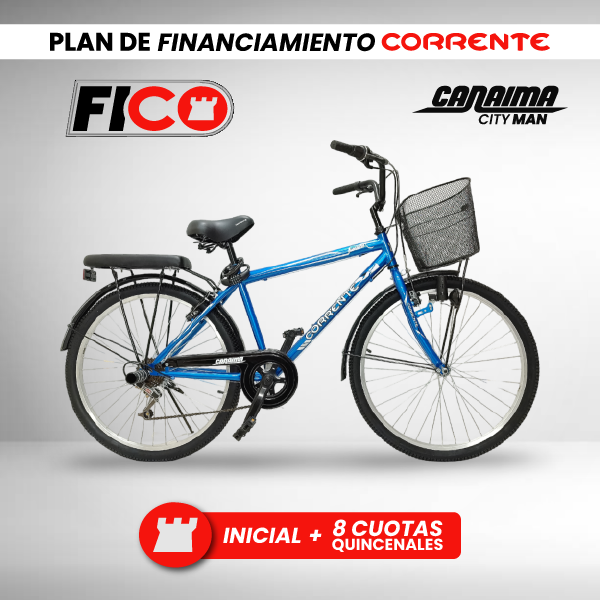 Bicicleta de Ciudad Rim 26" con 6 velocidades, cesta frontal, luz con dinamo, candado de combinación y cojín trasero con posapiés.