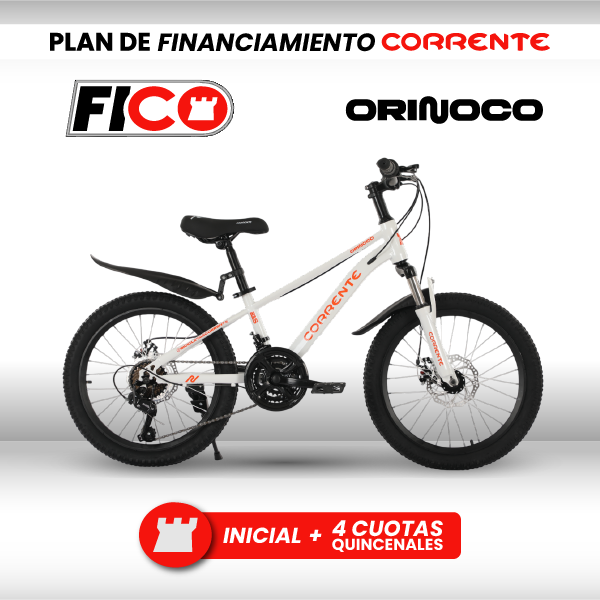 Bicicleta MTB 20", 21 velocidades SHIMANO Tourney Revoshift, Rayos de colores, Cuadro aleación de acero AERODINÁMICO oversize, Guardafangos, Rines de aluminio doble pared, Frenos V-Brakes