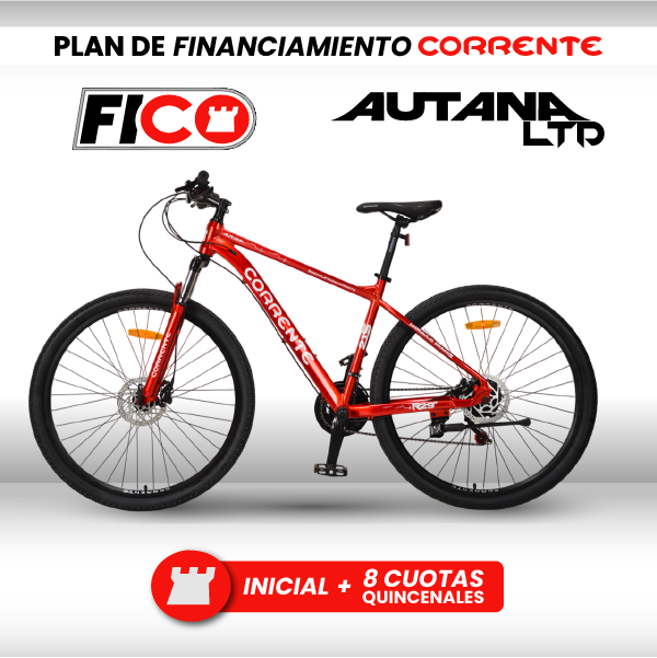 Bicicleta MTB Rim 29", Frenos Hidráulicos, 21 velocidades marca SHIMANO Tourney TZ/EZ FIRE, Cuadro de aluminio aerodinámico oversize, Suspensión delantera con Bloqueo y Rines de aluminio doble pared.