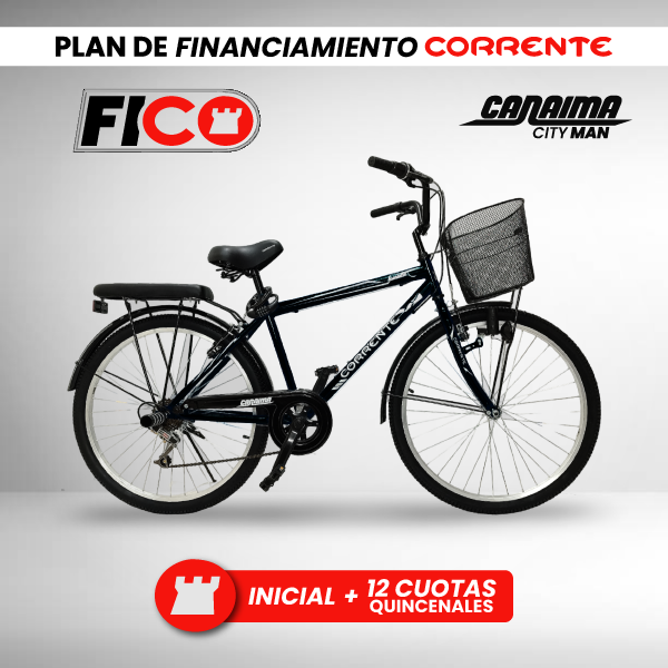 Bicicleta de Ciudad Rim 26" con 6 velocidades, cesta frontal, luz con dinamo, candado de combinación y cojín trasero con posapiés.
