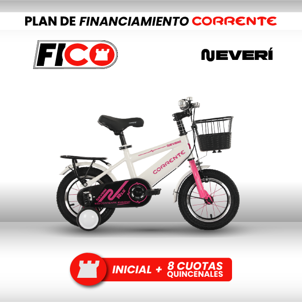 Kid City Bike Rim 12", Ruedas estabilizadoras, Rayos de colores, Cesta delantera metálica, Parrilla trasera, Cuadro oversize, Guardafangos, Rines de aluminio, Retrovisores y timbre.