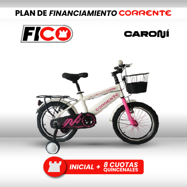 Kid City Bike Rim 16", Ruedas estabilizadoras, Rayos de colores, Cesta delantera metálica, Parrilla trasera, Cuadro oversize, Guardafangos, Rines de aluminio, Retrovisores y timbre