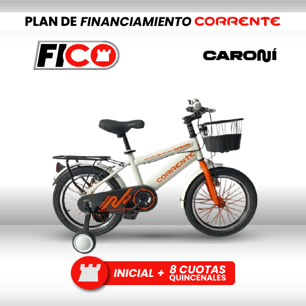 Kid City Bike Rim 16", Ruedas estabilizadoras, Rayos de colores, Cesta delantera metálica, Parrilla trasera, Cuadro oversize, Guardafangos, Rines de aluminio, Retrovisores y timbre